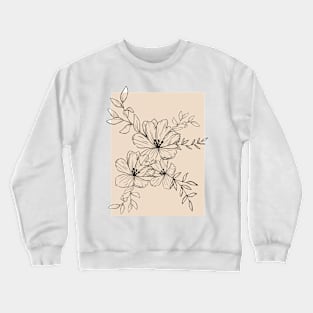 Abstract digital Minimalist Black Flower Leaves Design Crewneck Sweatshirt